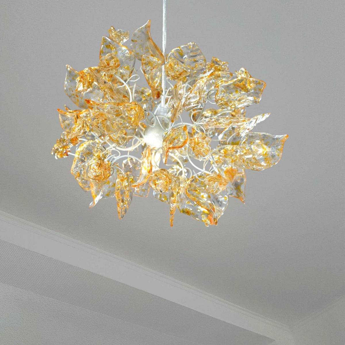 Ceiling light clear flowers and leaves with Amber point colors for bedroom, kitchen island or hall