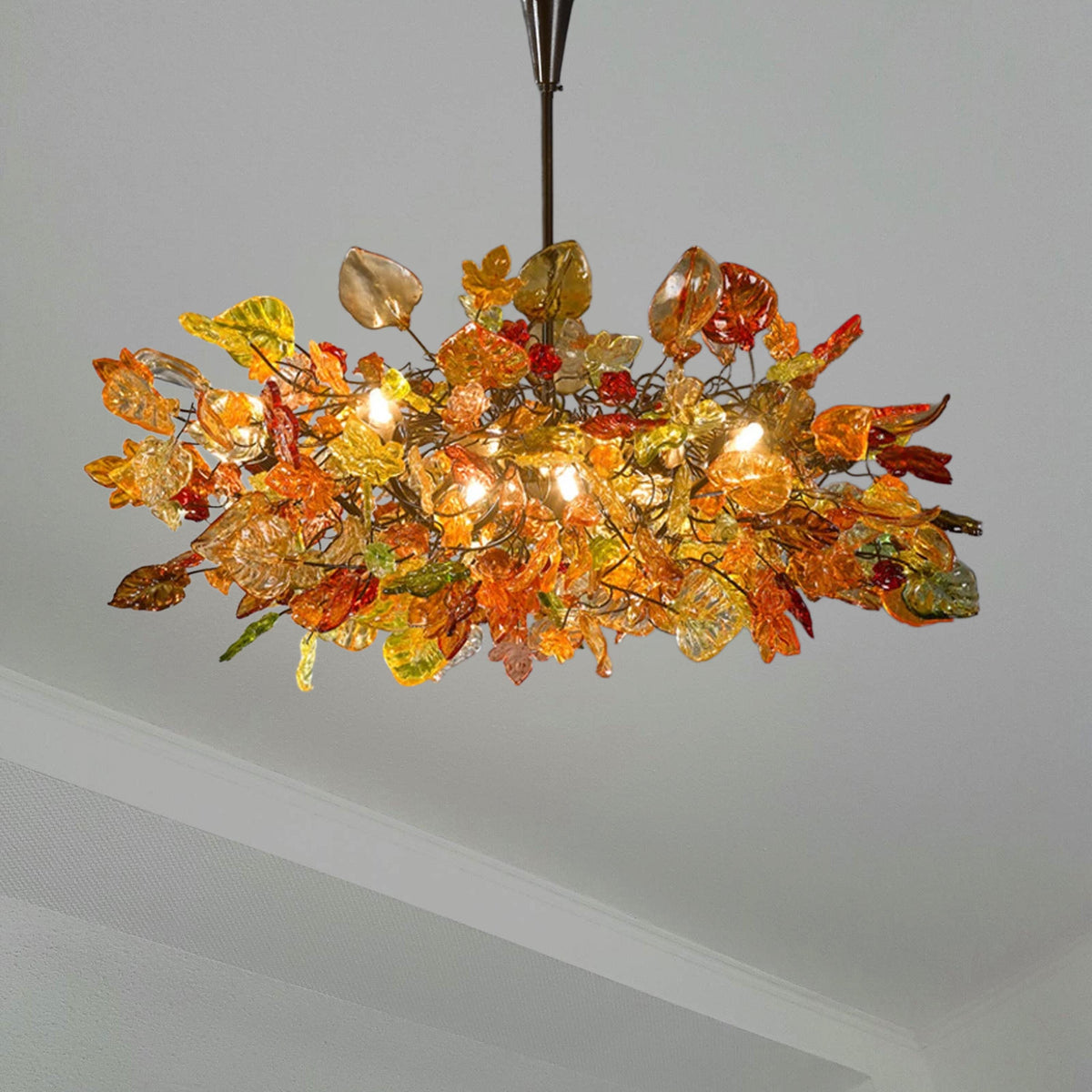 Chandeliers Ceiling Lights with Orange flowers and leaves for Dining Room, living room or bedroom.