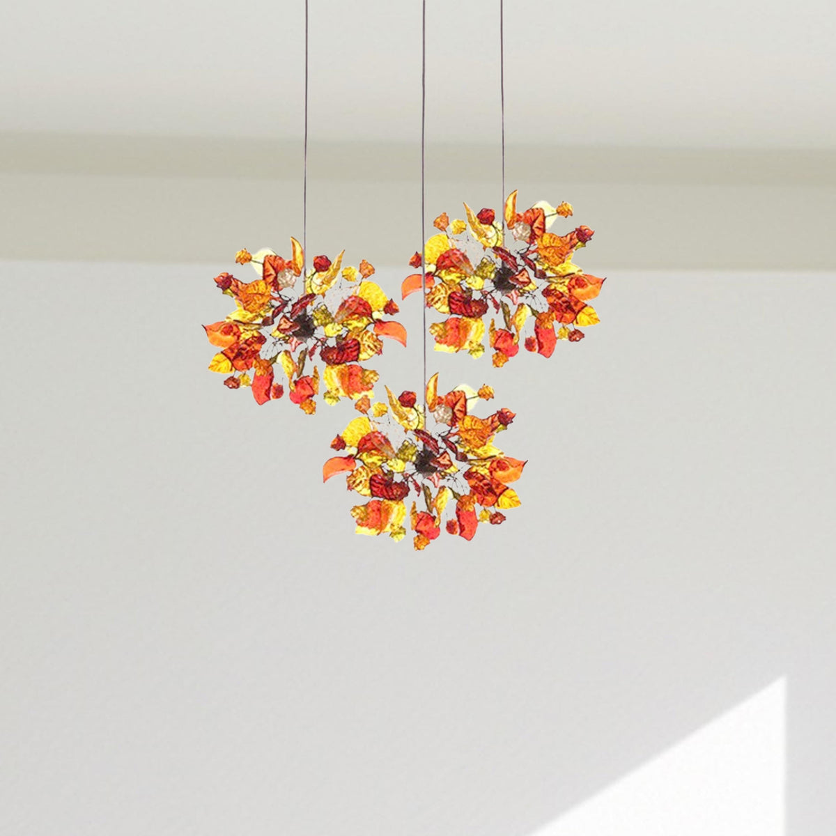 Warm Floral Resin Multi Pendant Light: Kitchen Island Dining Room Bronze Chandelier