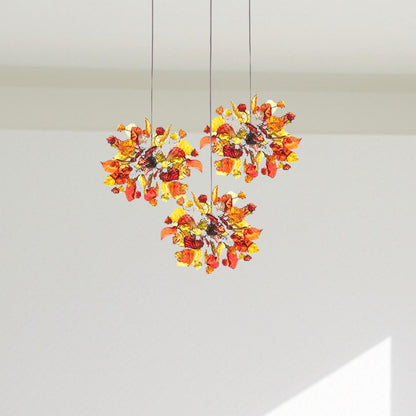 Warm Floral Resin Multi Pendant Light: Kitchen Island Dining Room Bronze Chandelier