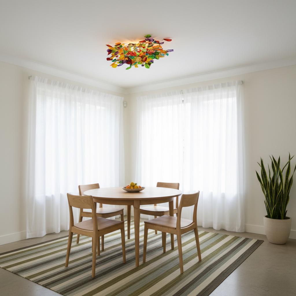 Multicolored Resin Flower Ceiling Light: Flush Mount Fixture, 26"