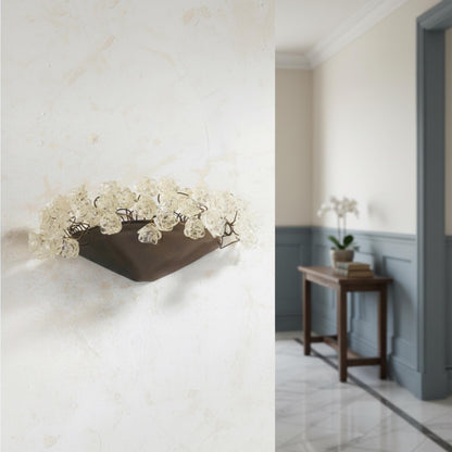 Clear Flower Wall Sconce Lighting: Bronze Plate Polyester Lamp