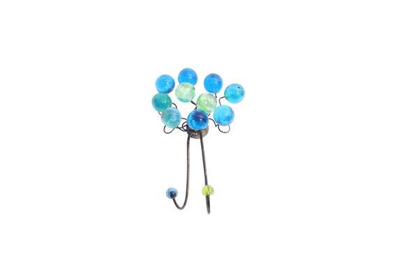 Wall Hook with sea colors resin bubbles, decorative wall hanger.
