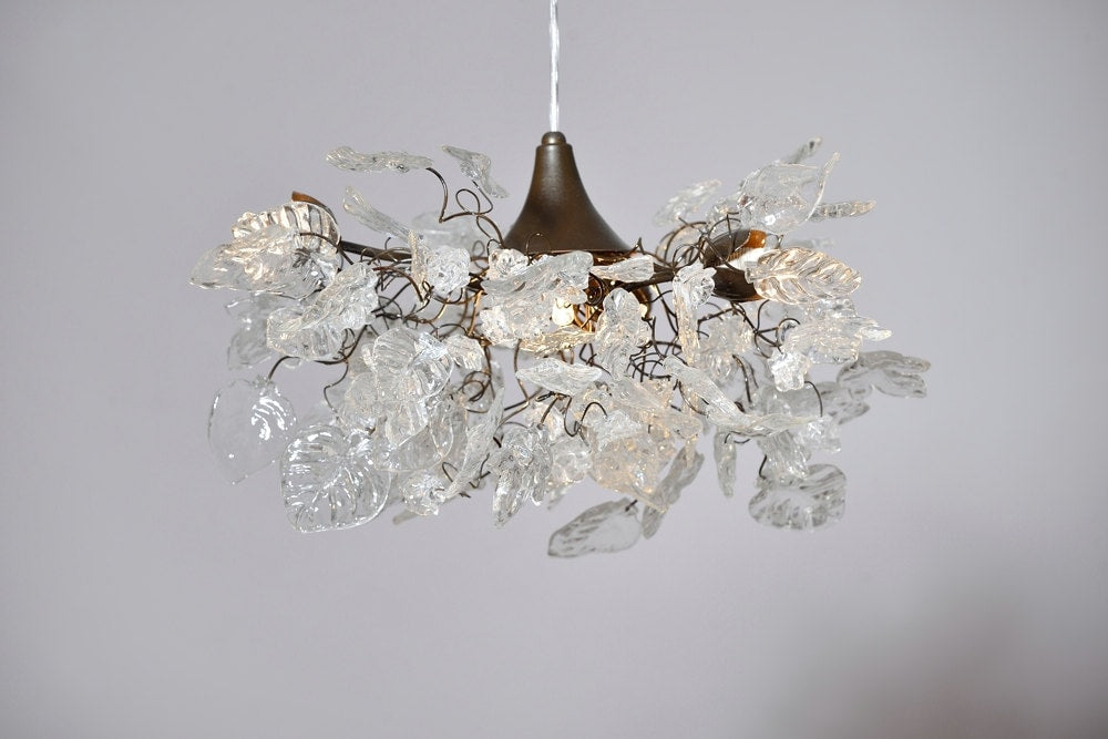 Clear Resin Flower Chandelier: Handmade Hanging Ceiling Lamp