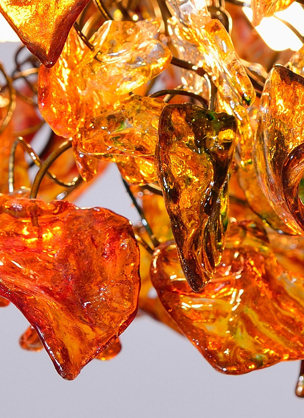 Orange Resin Flower Chandelier: Unique Hanging Light Fixture