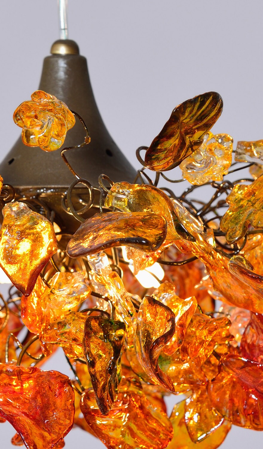 Orange Resin Flower Chandelier: Unique Hanging Light Fixture