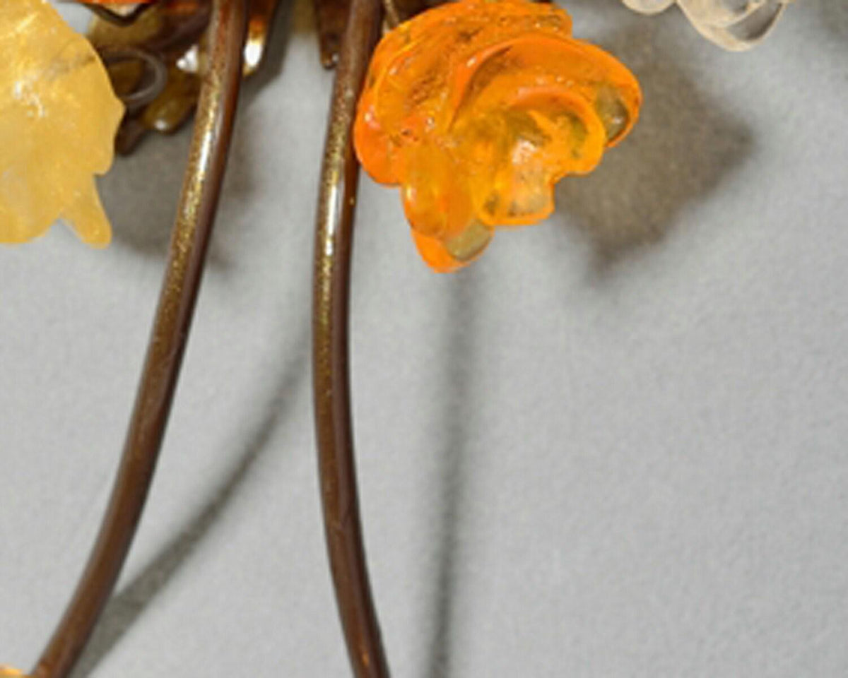 Wall Hook with natural resin flowers and cooper leaves, decorative wall hanger.