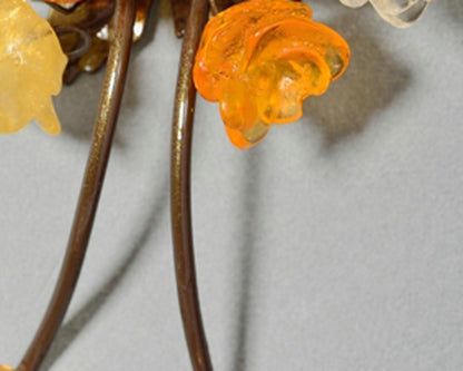 Wall Hook with natural resin flowers and cooper leaves, decorative wall hanger.