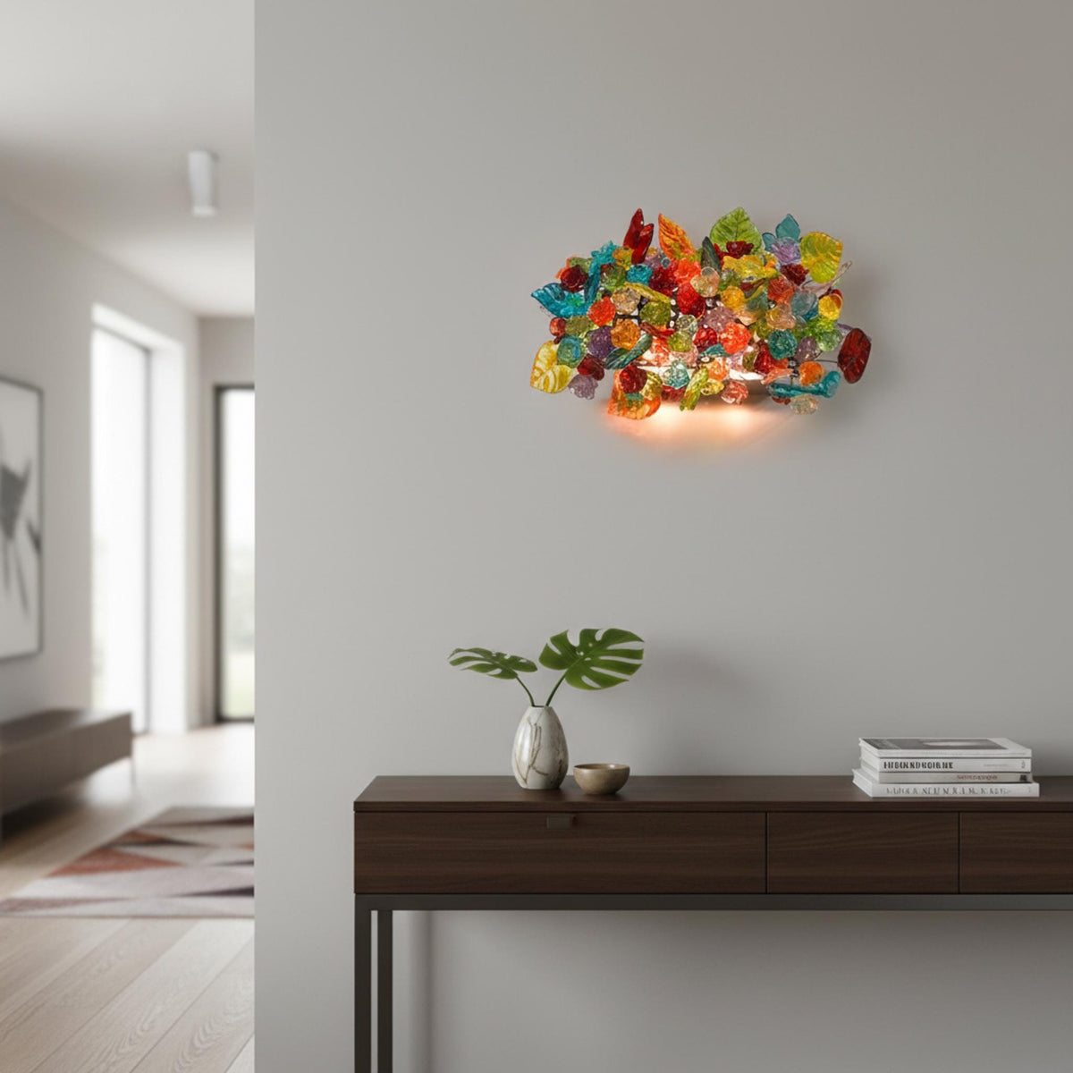 Up Sconce lighting with Rainbow flowers and leaves for hall, living room - decorative wall lamp
