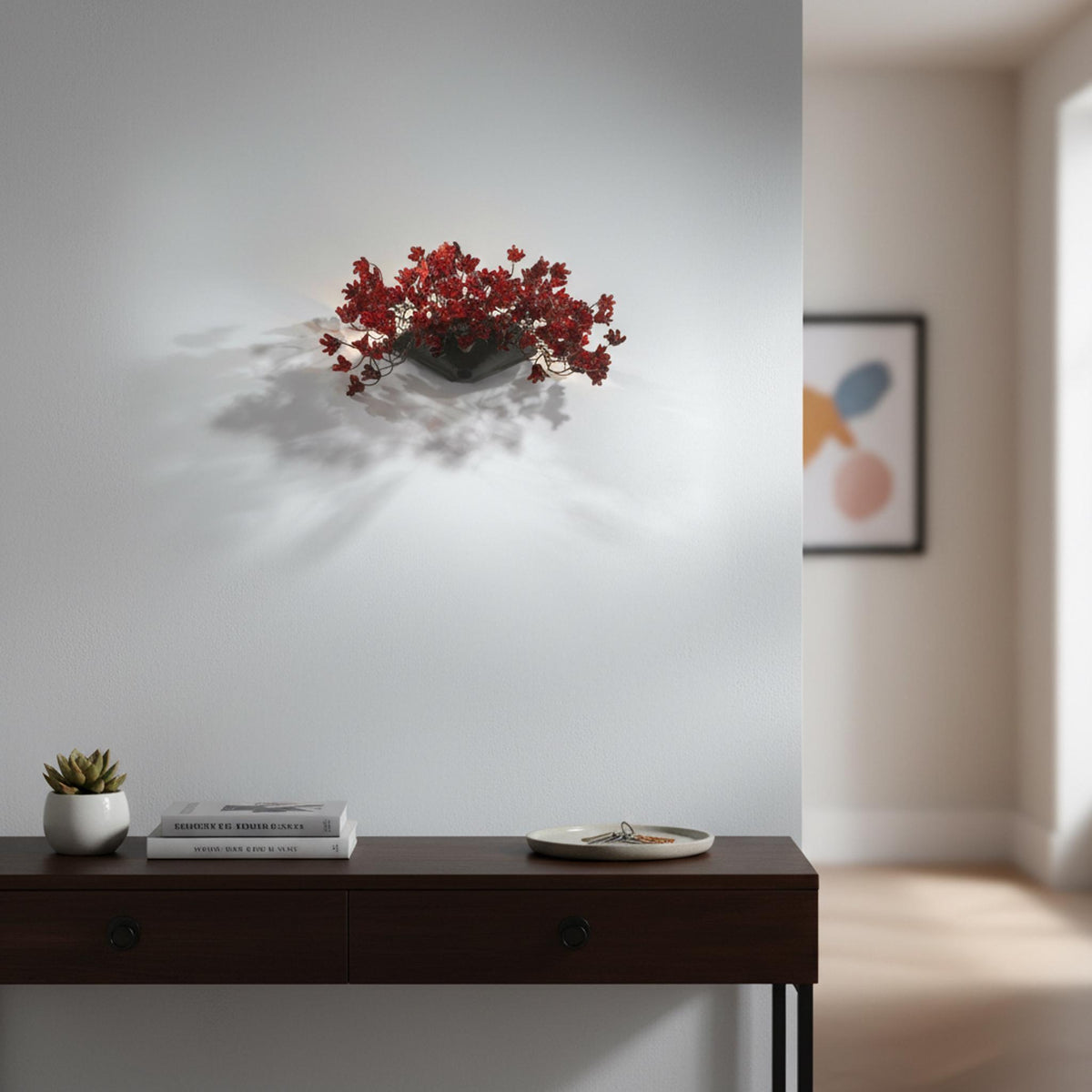 red up sconce lighting, Wall light lamp with elegant red flowers