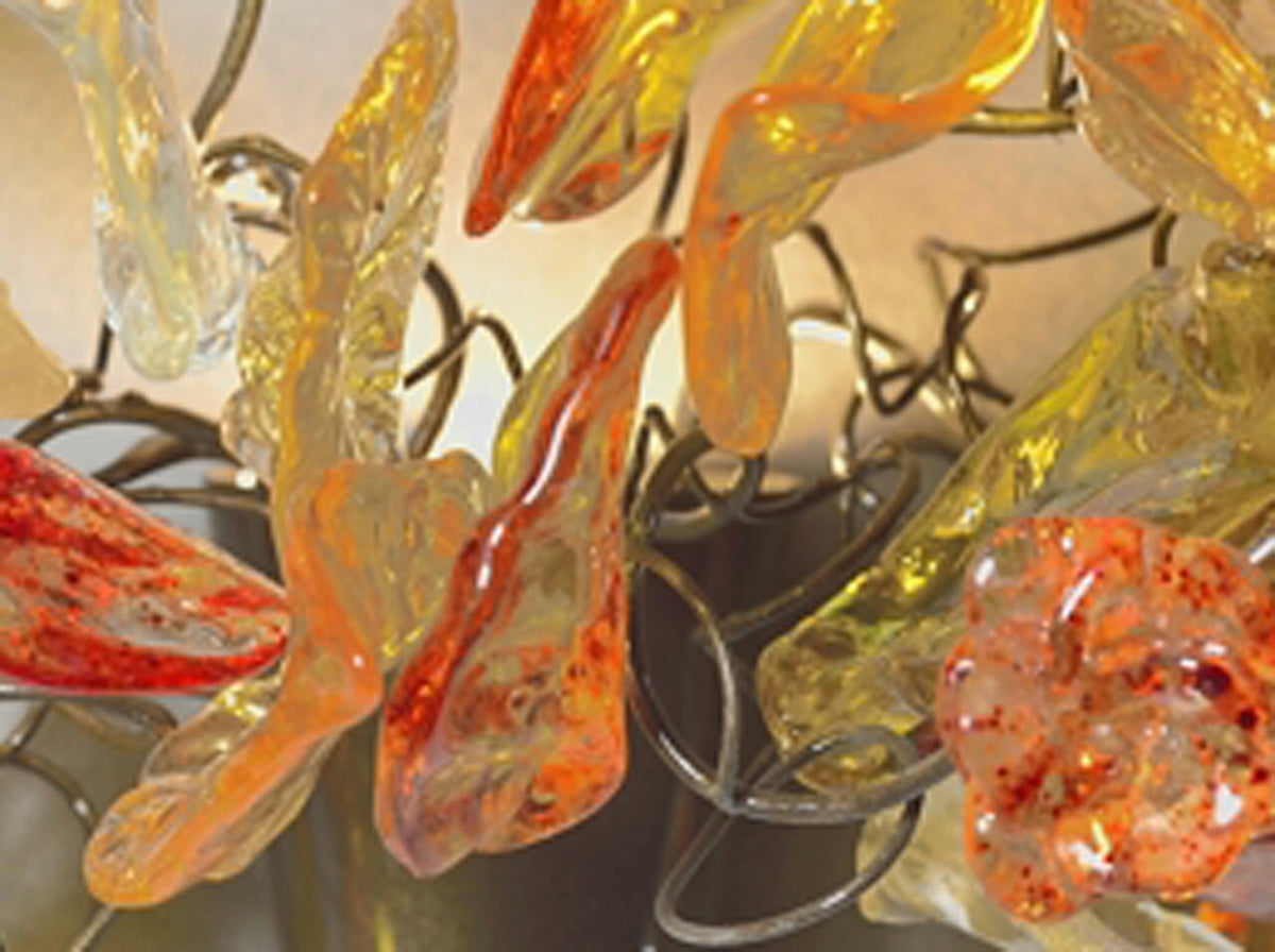 Floral Wall Sconce: Resin Leaves, Warm Light, Plug-In Lamp