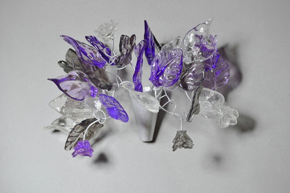 Purple and Gray Leaves Silver Wall Lamp Sconce