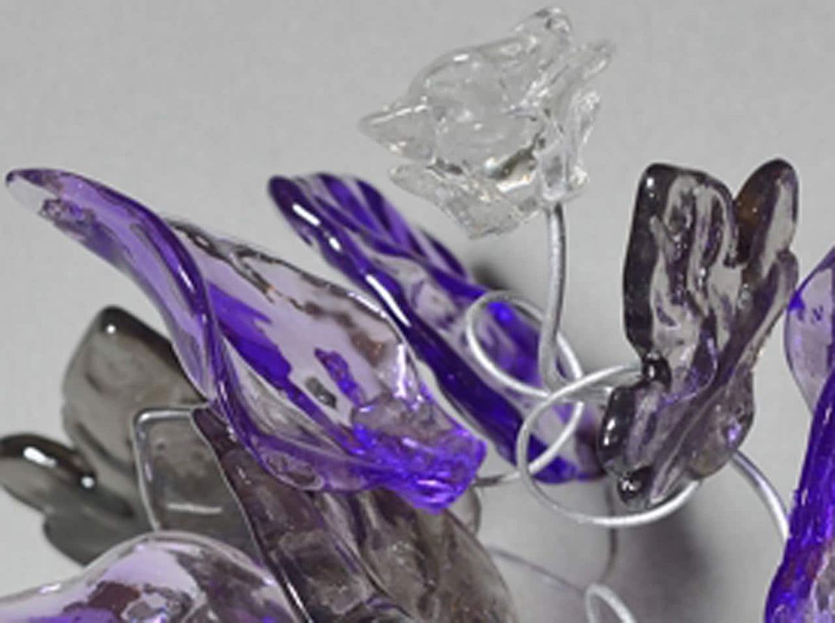 Purple and Gray Leaves Silver Wall Lamp Sconce