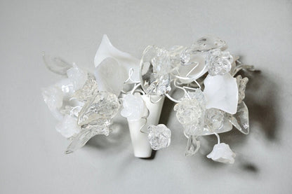 Resin Flower Bouquet Wall Sconce - White & Clear Bedroom Lighting