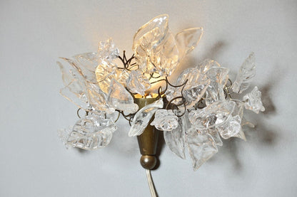 Resin Flower Plug-In Sconce: Clear Leaf Bedroom Lighting