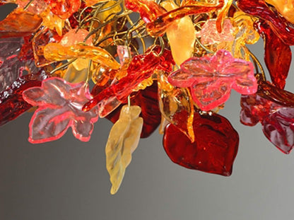 Floral Chandelier: Romantic Resin Flowers & Leaves Ceiling Light