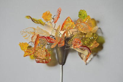 Floral Wall Sconce: Resin Leaves, Warm Light, Plug-In Lamp