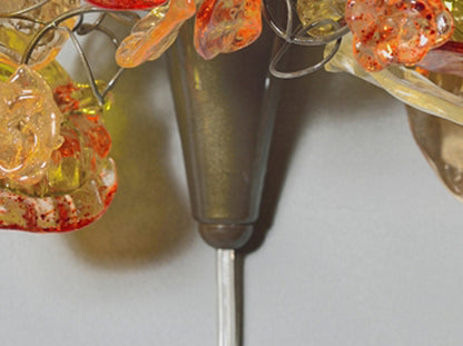 Floral Wall Sconce: Resin Leaves, Warm Light, Plug-In Lamp