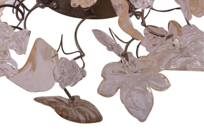 Bronze Sconce With Whimsical Resin Leaves In White & Gold