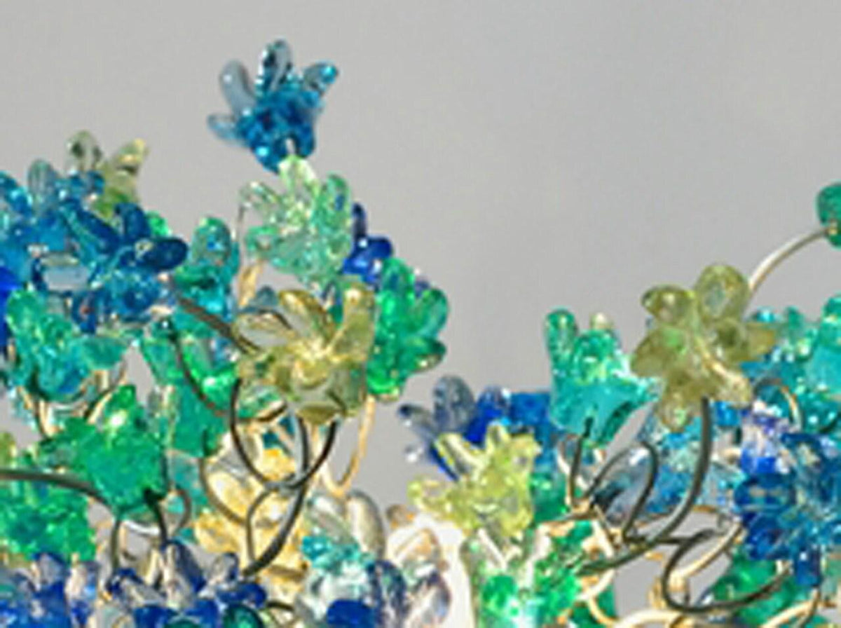 Table lamp, desk lamp with sea color flowers for bedside table, living room or children room, modern table lamp to your office.