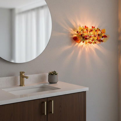 Wall lighting - wall Sconce up and down lighting with Warm colors of flowers and leaves, up and down light a unique sconce light