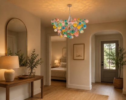 נברשת בועות פסטל: גוף תאורה תלוי משרף בעבודת יד