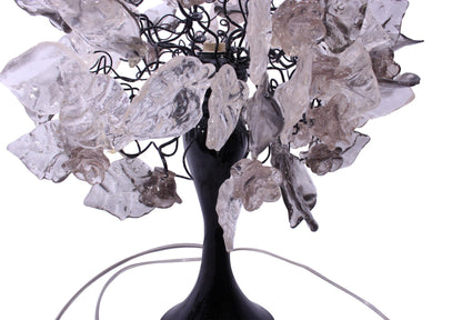 Elegant bedside table lamp, with gray and clear flowers and leaves Decoration handmade Light