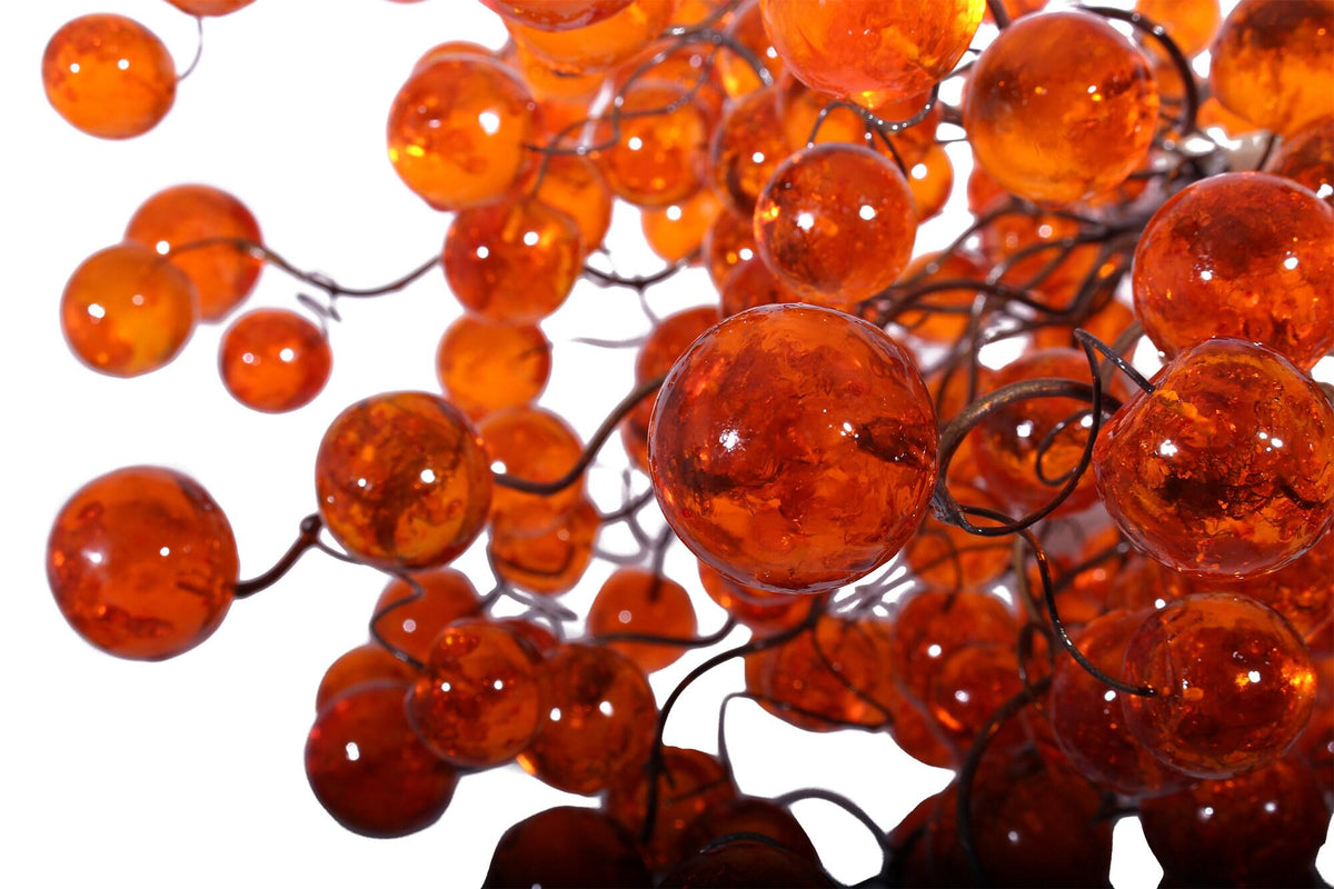 Orange Bubble Chandelier: Large 30" Globe Light Fixture for Dining Room