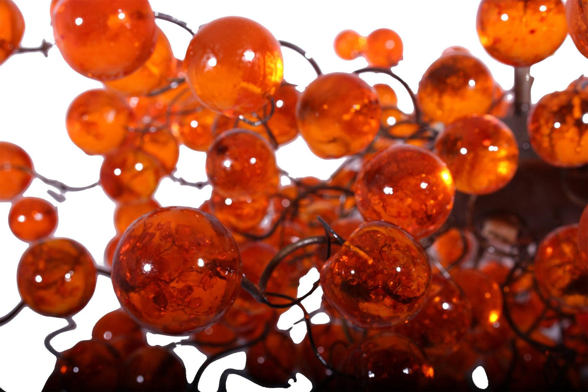 Orange Bubble Chandelier: Large 30" Globe Light Fixture for Dining Room