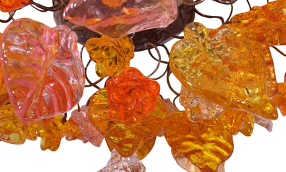 Bronze Wall Sconce: Orange, Pink, Yellow Resin Leaf Flush Mount Lighting