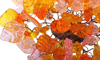 Bronze Wall Sconce: Orange, Pink, Yellow Resin Leaf Flush Mount Lighting