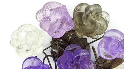Decorative Hooks, towel hook with Gray and Purple resin flowers, decorative wall hanger.
