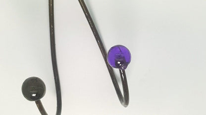 Purple Hook, Decorative Wall Hook with purple and gray resin bubbles, wall hanger.