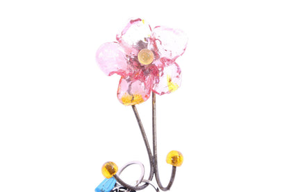 Wall Hook with pink resin flower, decorative wall hanger.