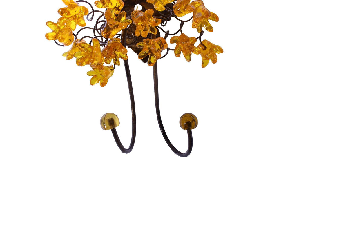 Wall Hook with yellow resin flowers decorative wall hanger for towel, cloths keys.