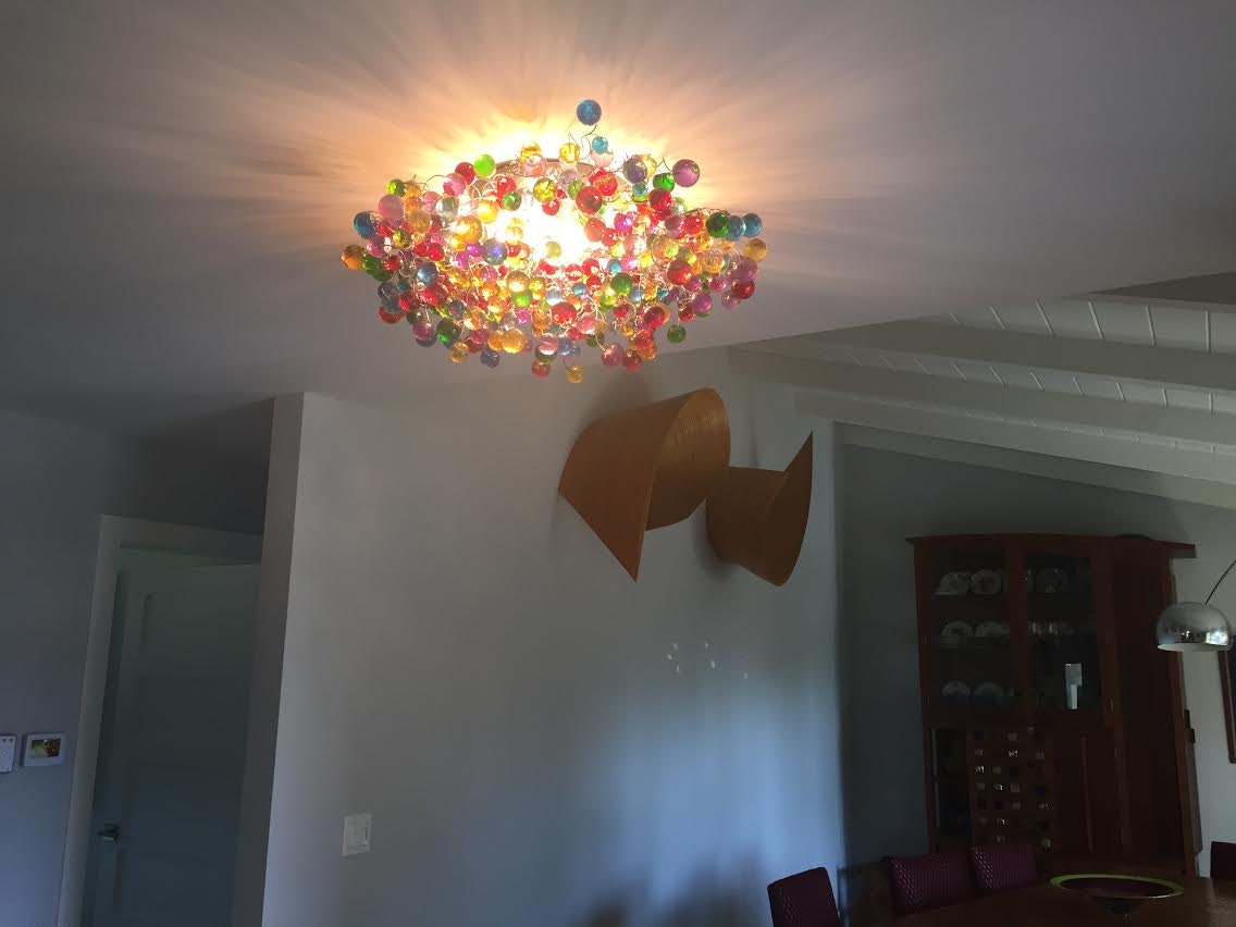 Multicolored Resin Flower Ceiling Light: Flush Mount Fixture, 26"