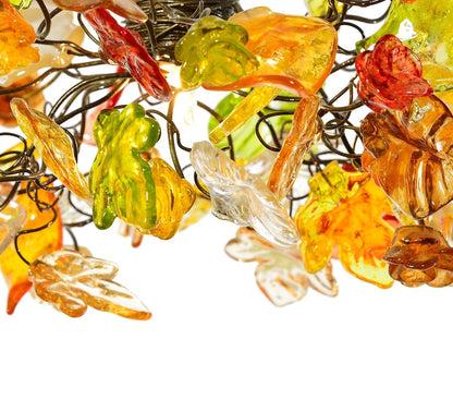 Ceiling Pendant Lighting, Island Lighting with Autumn color flowers and leaves