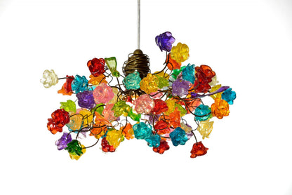 Multicolored Pendant Light, kitchen island light with flowers, a unique hand made lighting