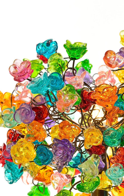 Desk lamp, flowers bedside lamp with multicolored flowers