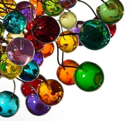 Multicolored Resin Bubble Chandelier: Handmade Hanging Light