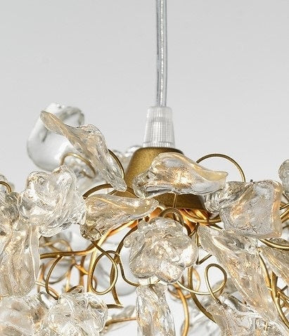 Clear Pendant Light with flowers and leaves for bedside or hallway, elegant pendant light