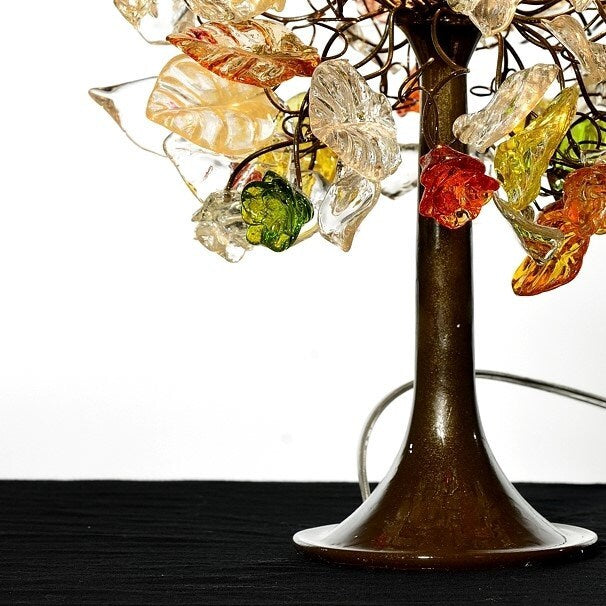 Decorative Table Lamp, desk lamp with Champagne flowers, leaves and brass and metal wires, lighter for desk or bedside table.