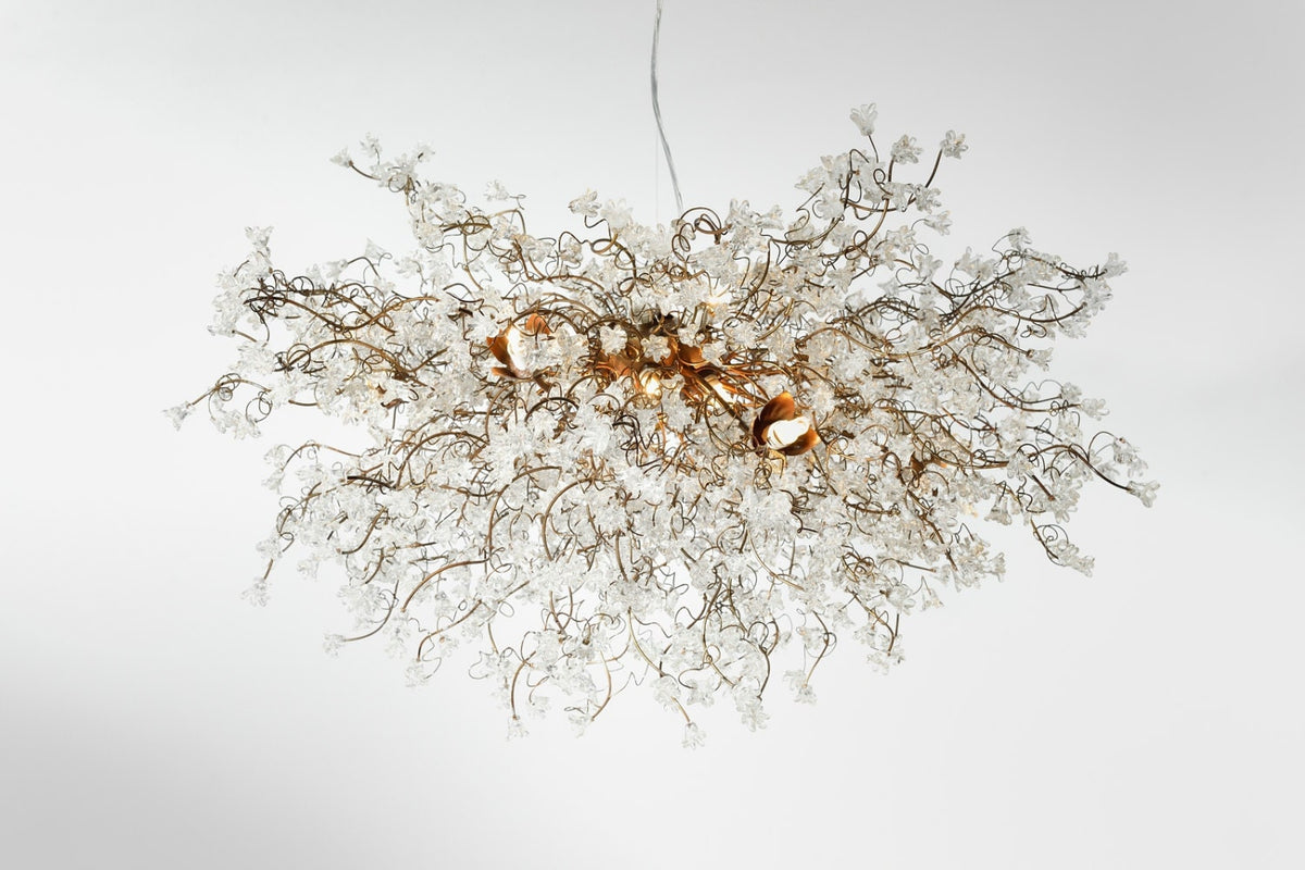 Modern Ceiling Light Fixture with Clear flowers Hanging chandeliers for Dining Room