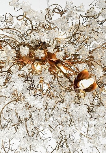 Modern Ceiling Light Fixture with Clear flowers Hanging chandeliers for Dining Room