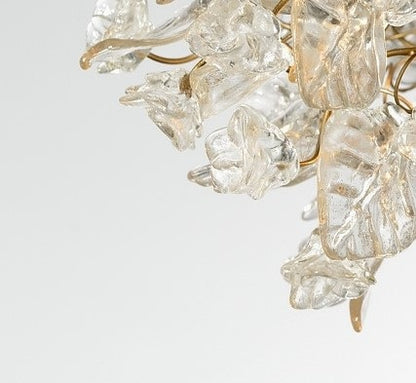 Clear Pendant Light with flowers and leaves for bedside or hallway, elegant pendant light