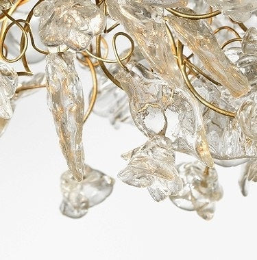 Clear Pendant Light with flowers and leaves for bedside or hallway, elegant pendant light